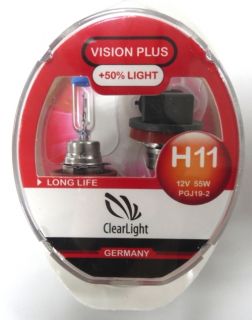 Лампа ClearLight H11 12V-55W Vision Plus +50% Light (2 шт.) ― Империя Звука